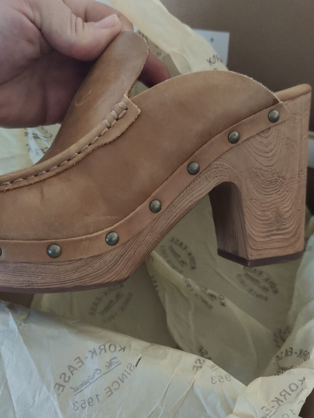 KORK-EASE Carmella Harness Wooden Nubuck Clogs 9 - Picture 8 of 12